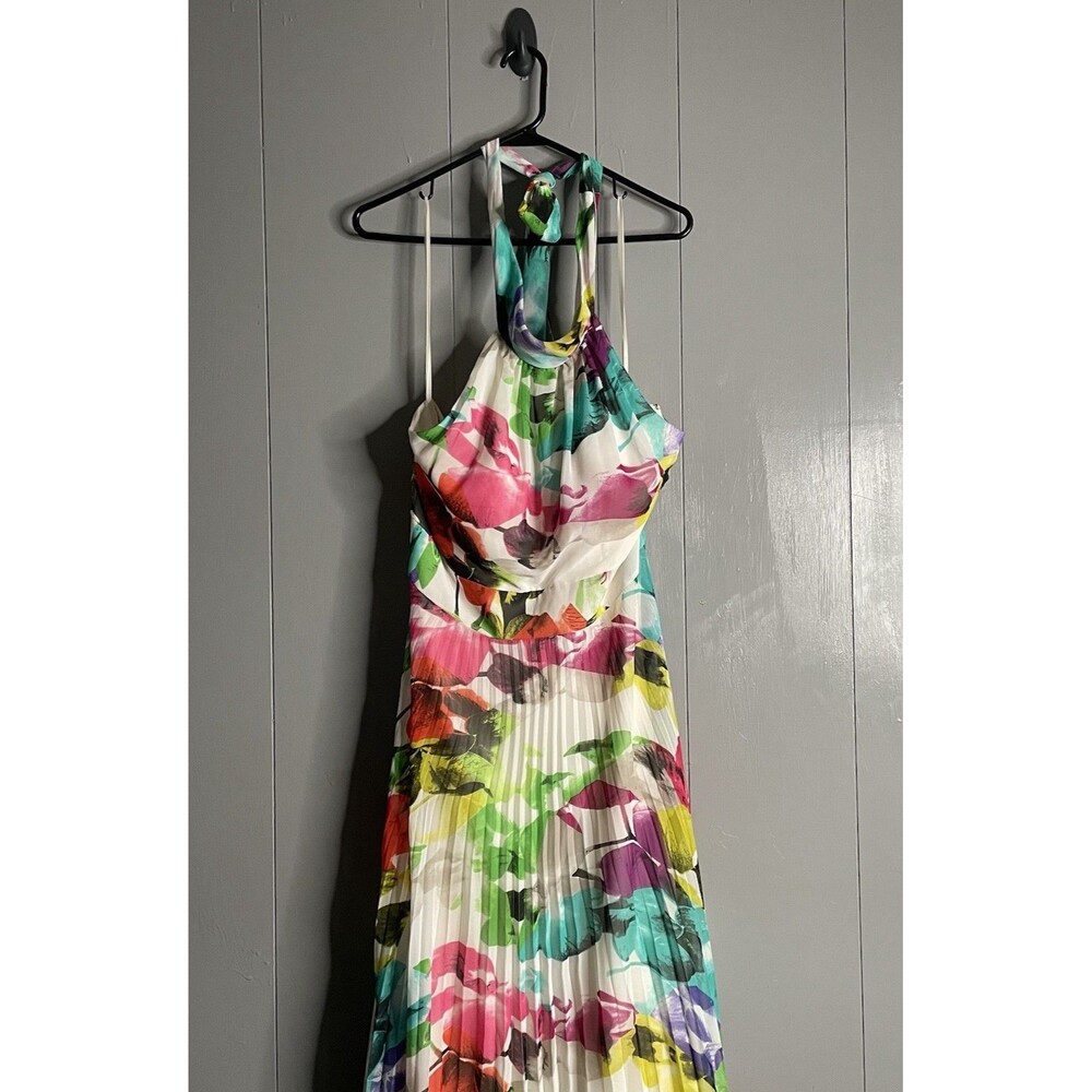 Eliza J Gown Floral Chiffon Halter Maxi Dress Sleeveless - Sz 16